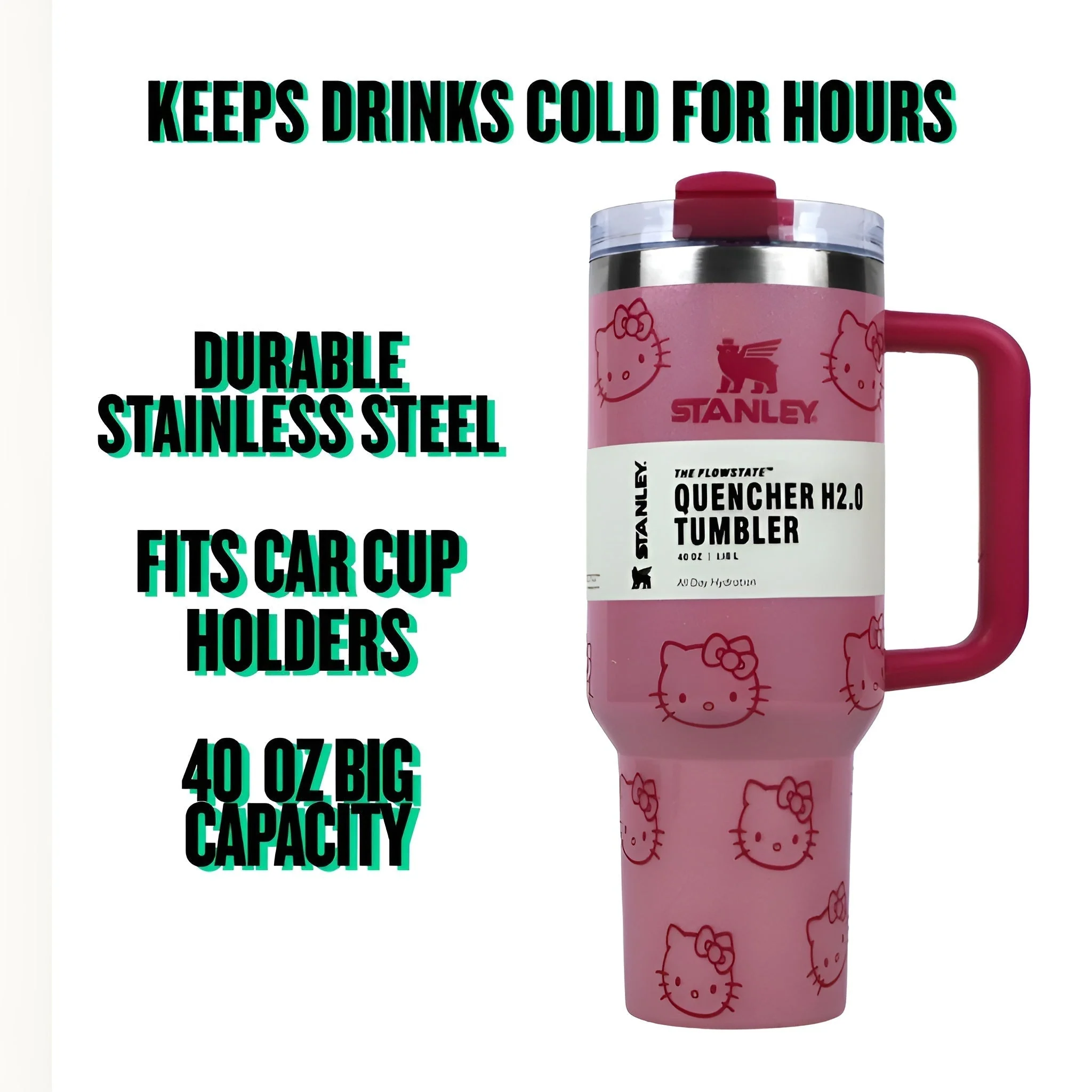 Stanley Best Tumbler The Hello Kitty Tumbler 40oz Baby Pink Limited Edition Cup