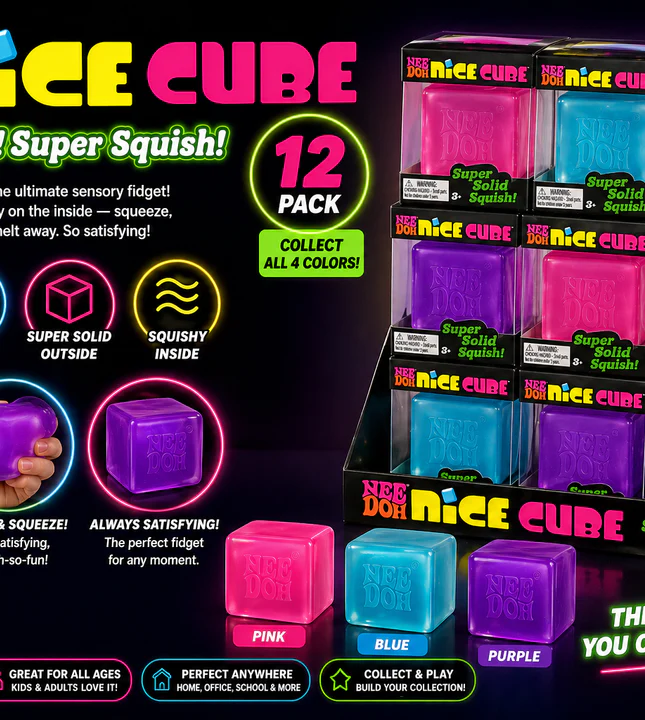 Needoh Squishy Set of 12 (mix colors) Nice Cube NEW HOTš„VIRAL Squeeze Toy - 2" Wide