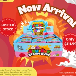 Steam Buns Dumpling Squishy Mystery Toy | Mystery Squishy Steam Buns Set for Kids | Surprise Dumpling Squishy, Rare Dumplings Bun Stress Relief Fidget Set, Random Colors (Pack of 12)