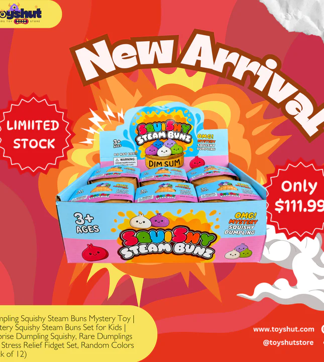 Steam Buns Dumpling Squishy Mystery Toy | Mystery Squishy Steam Buns Set for Kids | Surprise Dumpling Squishy, Rare Dumplings Bun Stress Relief Fidget Set, Random Colors (Pack of 12)
