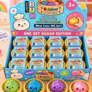 Glitter Dumpling Squishy 24pcs Mini Clear Fidget Toy, Kawaii Stress Balls Anxiety Relief Squishy Sensory Toys for Kids Adults,Classroom,Goodie Bag Stuffers