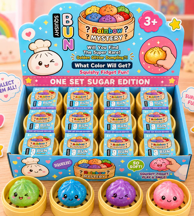 Glitter Dumpling Squishy 24pcs Mini Clear Fidget Toy, Kawaii Stress Balls Anxiety Relief Squishy Sensory Toys for Kids Adults,Classroom,Goodie Bag Stuffers