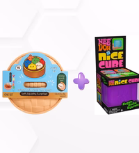 Needoh Squishy Nice Cube NEW HOT🔥VIRAL Squeeze Toy - 2" Wide - (Pack of 1) + Squishy Dumpling NEW HOT🔥VIRAL MYSTERY Holographic Ribbon Dumpling (Pack of 1