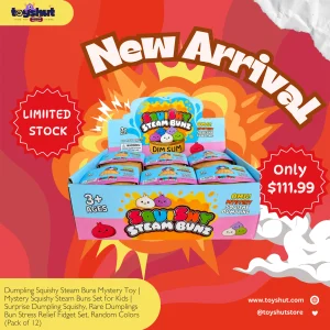 Steam Buns Dumpling Squishy Mystery Toy | Mystery Squishy Steam Buns Set for Kids | Surprise Dumpling Squishy, Rare Dumplings Bun Stress Relief Fidget Set, Random Colors (Pack of 12)