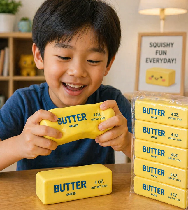 The Butter Squishy Toy (1 piece)– Super Soft Stress Relief Toy (Viral Sensory Fun!)🔥 6”long and 1”width