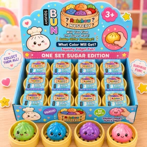 Glitter Dumpling Squishy 24pcs Mini Clear Fidget Toy, Kawaii Stress Balls Anxiety Relief Squishy Sensory Toys for Kids Adults,Classroom,Goodie Bag Stuffers